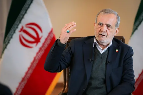 Iranian President Masoud Pezeshkian says Tehran faces full-scale war with the West, defying sanctions.
