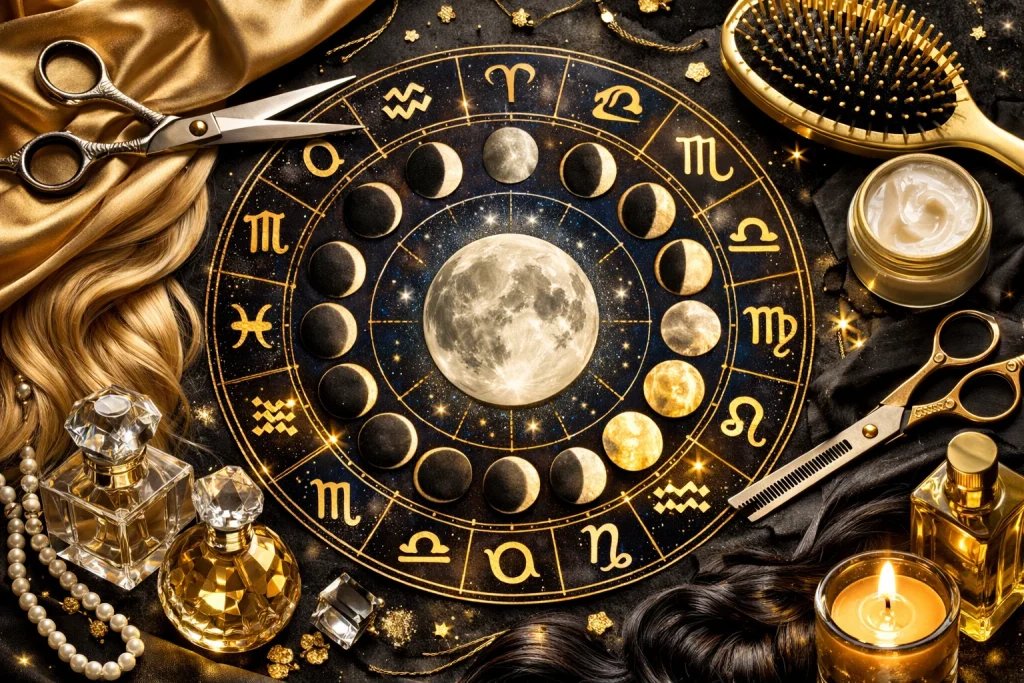Lunar hair cutting calendar for January 2026. Discover the best dates for hair growth, coloring, and strengthening based on moon phases and professional advice.