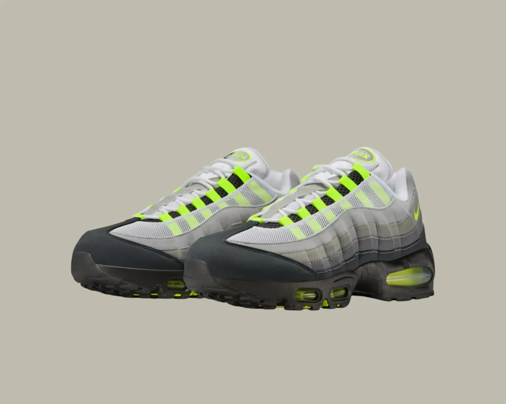 Nike Air Max 95 “Neon” returns March 5th in full size range with iconic neon accents and Big Bubble heel, following 2025’s sellout, available $190.