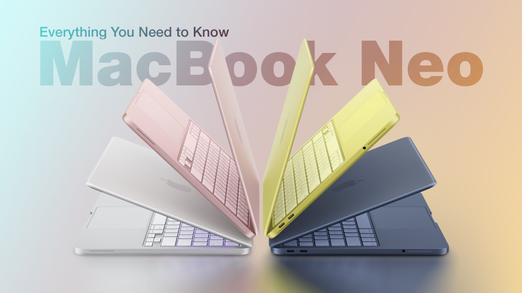Apple launches the MacBook Neo starting at $599 with a $499 student price, four color options, and Touch ID on the upgraded model. Available March 11, 2026.