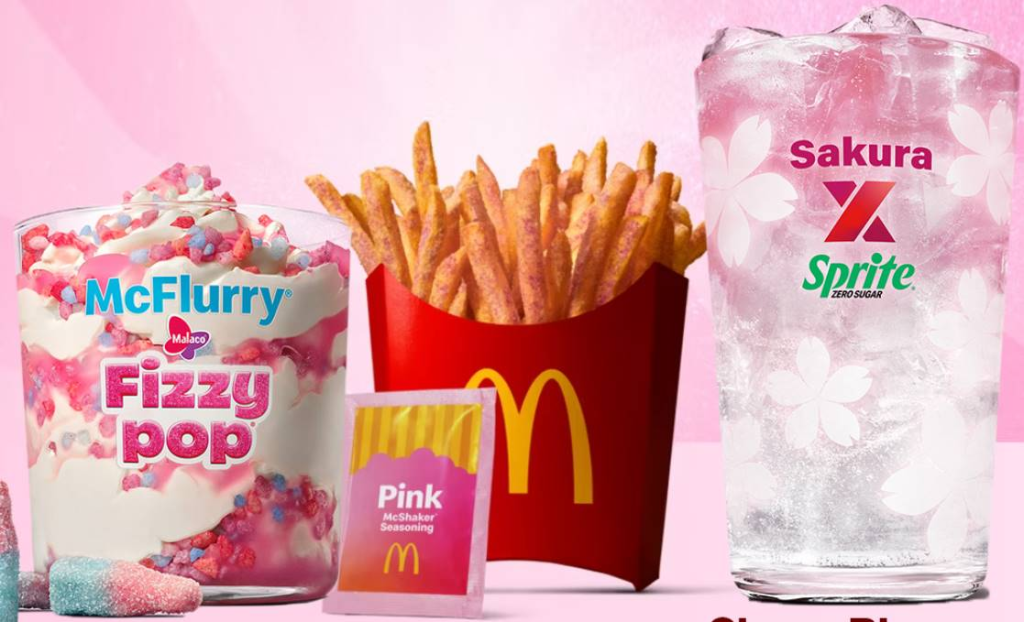 McDonald’s pink menu features Sakura Sprite and Hatsune Miku fries. Analysis of the sour gummy McFlurry and potential USA release dates for these viral items.