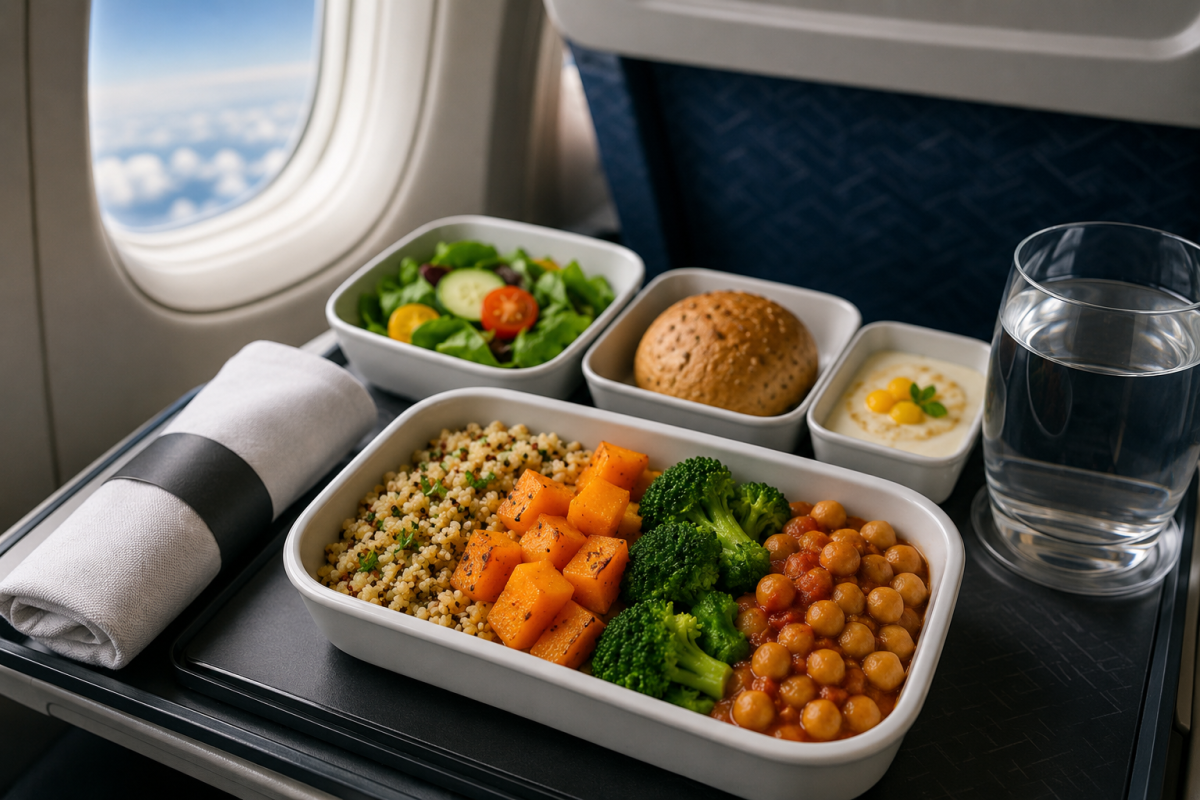 Learn how to order a vegetarian meal on a plane, request vegan airline food, understand special meal codes, and avoid common airline catering problems on international and domestic flights.
