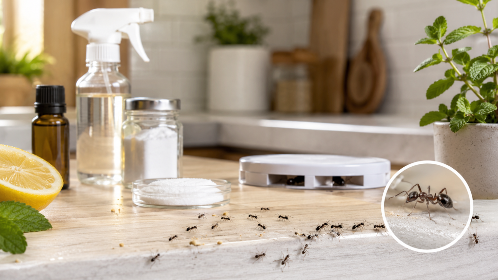 Eliminate ants from your house with natural and chemical methods. Borax bait, vinegar spray, and prevention tips to keep ants out permanently.