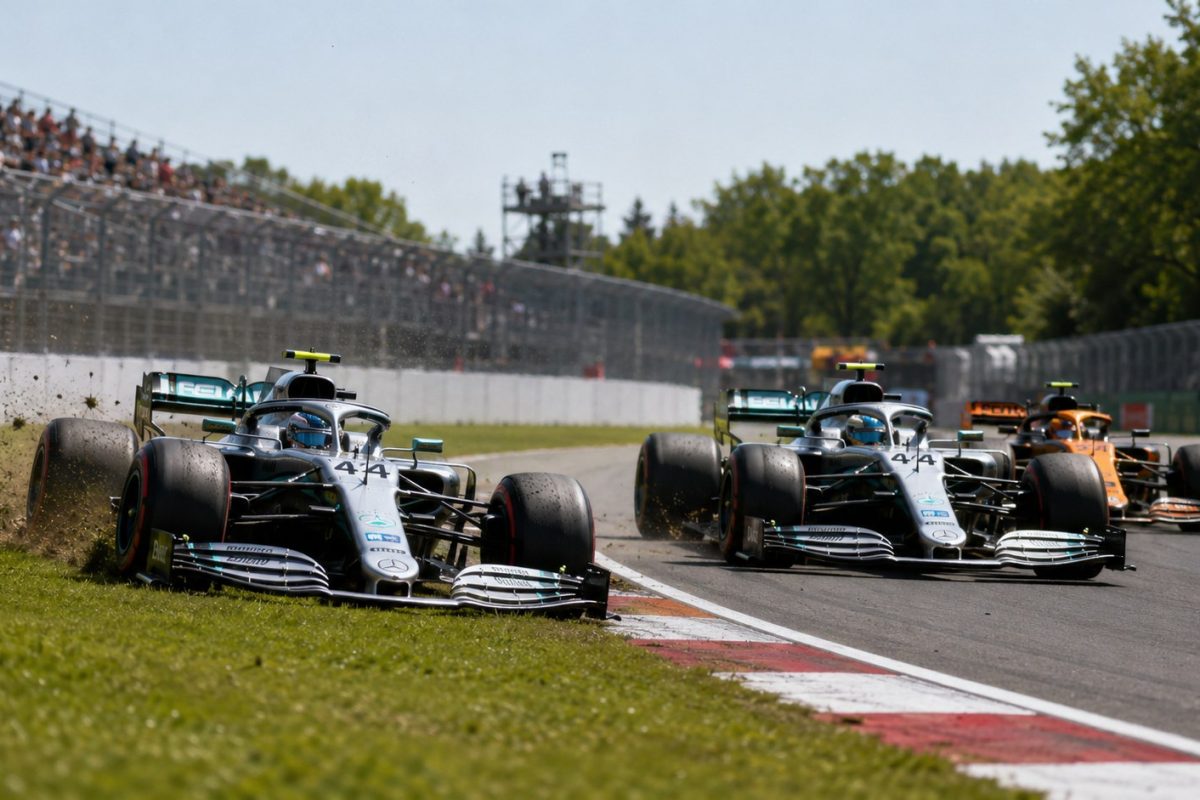 F1 Canadian GP sprint saw George Russell win for Mercedes, while Antonelli lost second after two grass moments in Montreal.