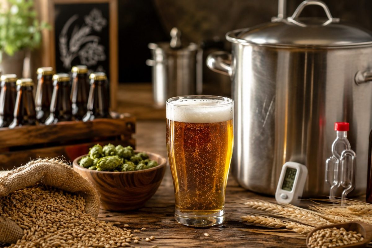 How to brew beer at home with a simple pale ale recipe, equipment list, fermentation timing, bottling advice, and beginner mistakes.