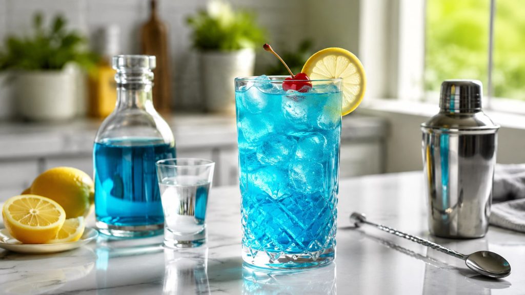How to make a Blue Lagoon cocktail at home with vodka, Blue Curaçao, and lemonade, plus a virgin recipe, proportions, party tips, variations, and FAQ.