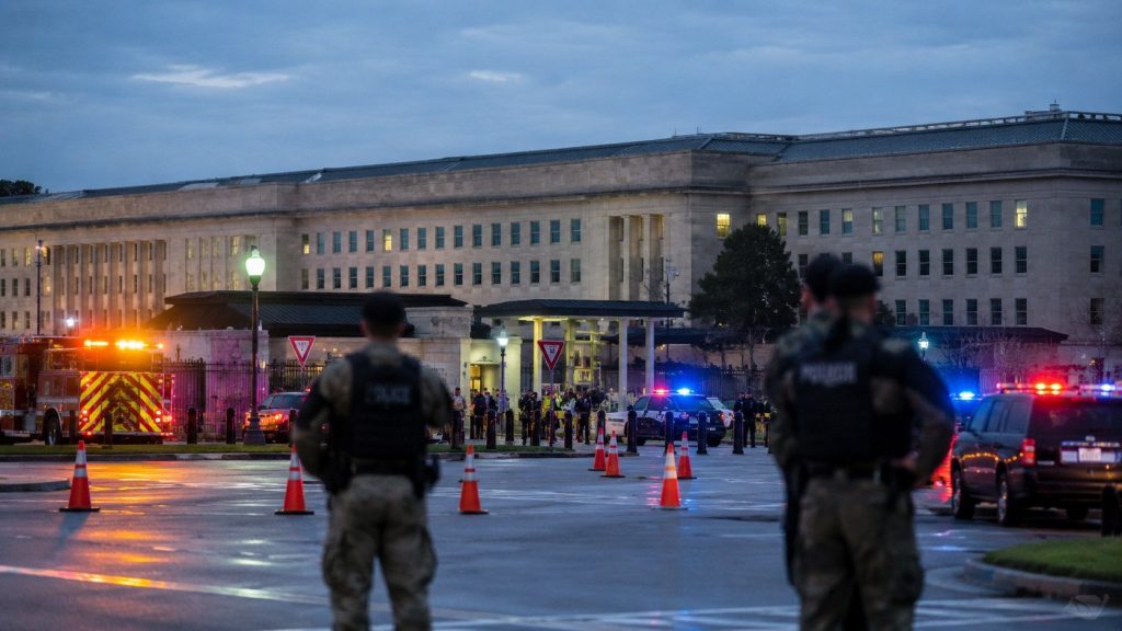 Pentagon partial lockdown due to hazardous materials incident; authorities respond to potential air hazard while safety protocols remain active.