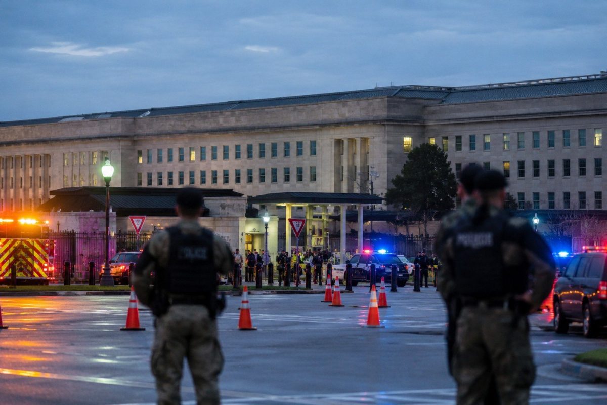 Pentagon partial lockdown due to hazardous materials incident; authorities respond to potential air hazard while safety protocols remain active.