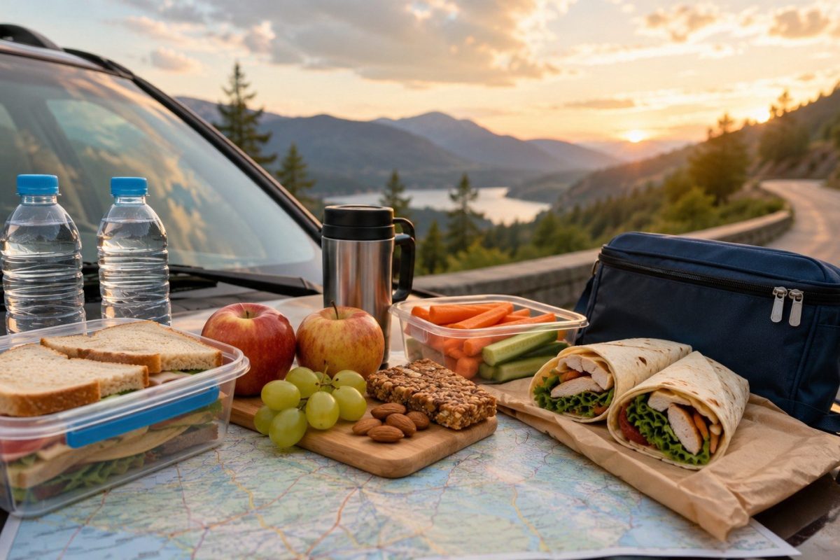What to prepare for a road trip: safe foods, easy travel recipes, storage tips, healthy snacks, hydration advice, and practical meal ideas for long drives, train rides, and family vacations.