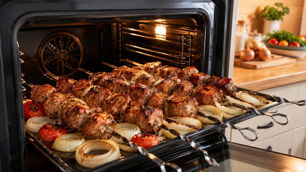 How to cook shashlik without a grill at home: oven recipe, marinade, air fryer method, safe temperatures, smoky hacks and serving ideas for juicy indoor skewers.