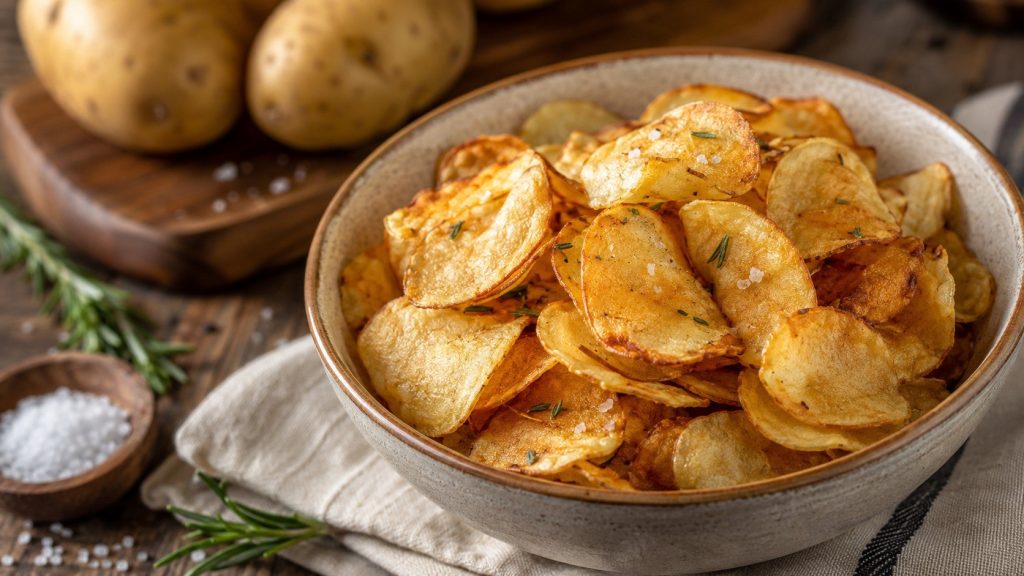 How to make natural potato chips at home with fried, baked, and air-fryer methods, exact temperatures, crisping tips, storage advice, and 8 seasonings.