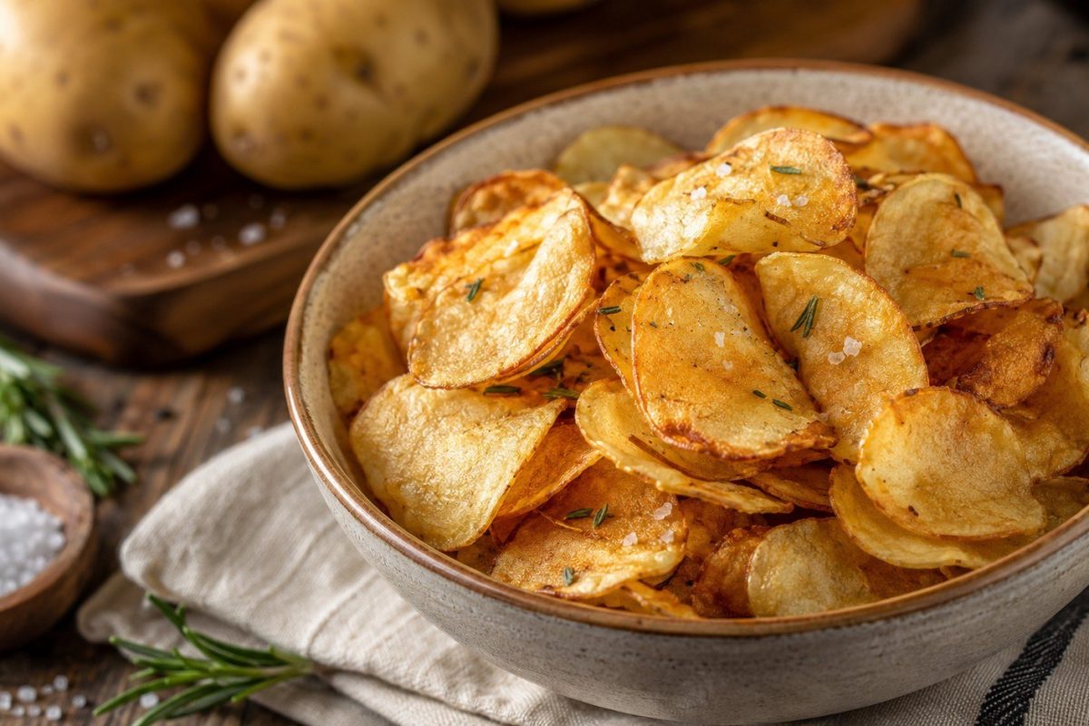 How to make natural potato chips at home with fried, baked, and air-fryer methods, exact temperatures, crisping tips, storage advice, and 8 seasonings.