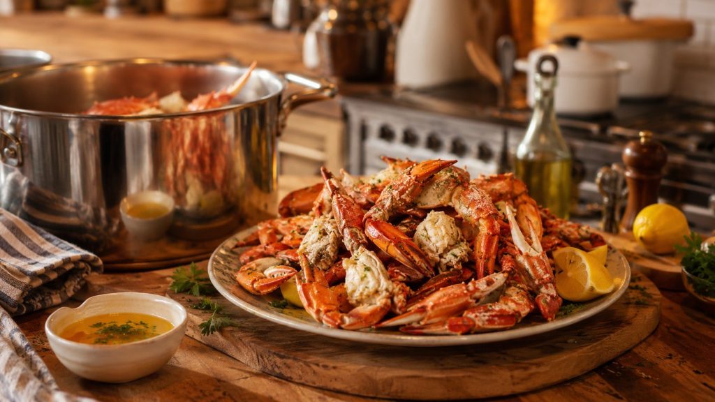 How to cook crab at home: learn exact times for boiling, steaming, baking and grilling crab, plus thawing, seasoning, storage and reheating tips.