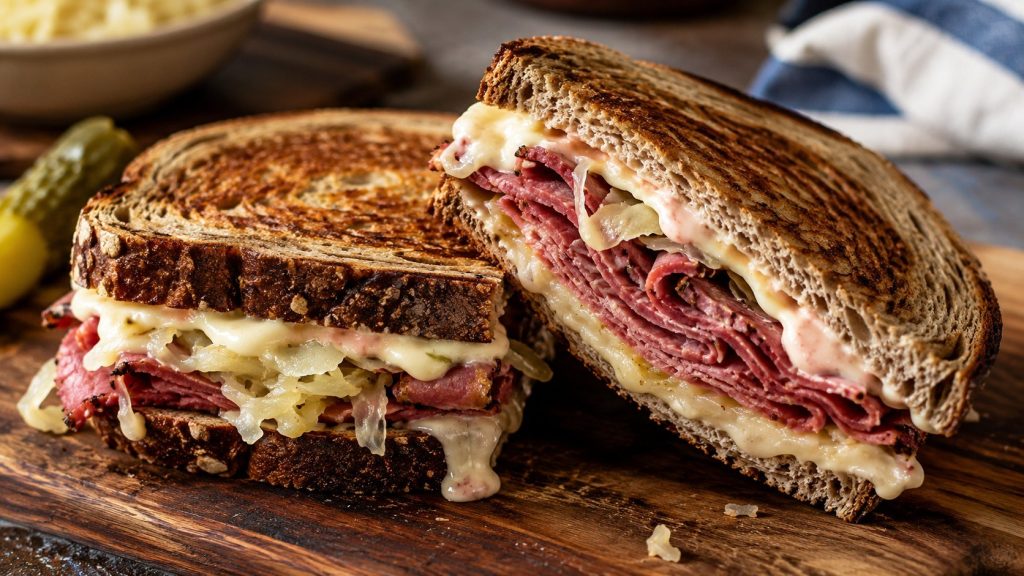 How to make a Reuben sandwich with corned beef, Swiss cheese, sauerkraut, Russian dressing, and crisp rye bread using a reliable step-by-step recipe.