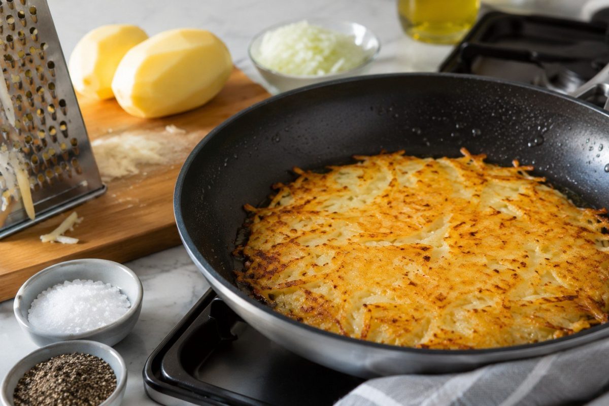 How to make hash browns with crispy golden edges and a tender center. Follow the easy potato recipe, exact cooking times, drying tips, and reheating advice.