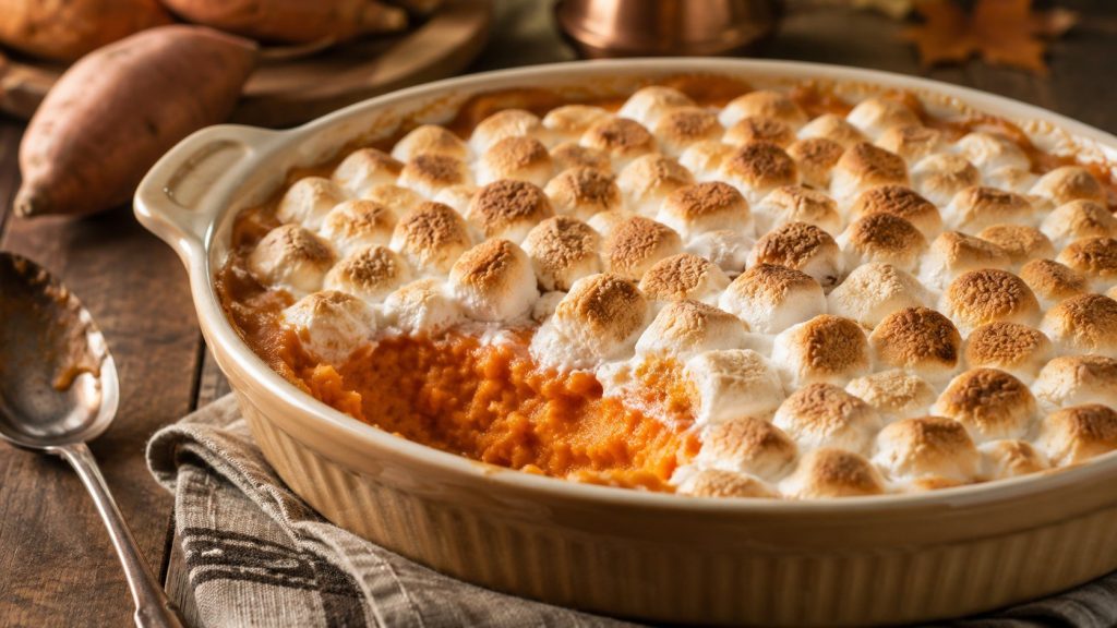 Sweet potatoes with marshmallows: a clear recipe with baking time, ingredients, make-ahead tips, storage rules, variations, and FAQ for a creamy holiday casserole.