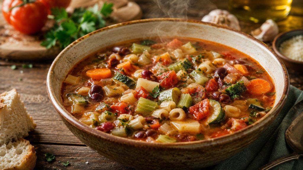 How to make minestrone with beans, pasta, tomatoes, and seasonal vegetables. Follow the original Italian recipe, exact cooking order, storage tips, and regional variations.
