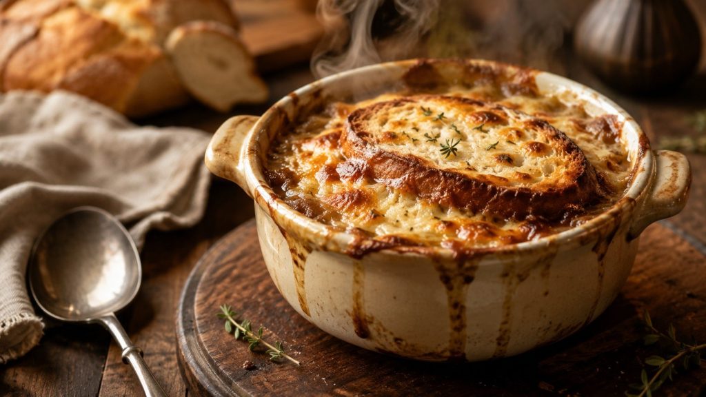 How to make French onion soup with caramelized onions, rich broth, toasted baguette, and Gruyère cheese, including exact timings, substitutions, and expert tips.