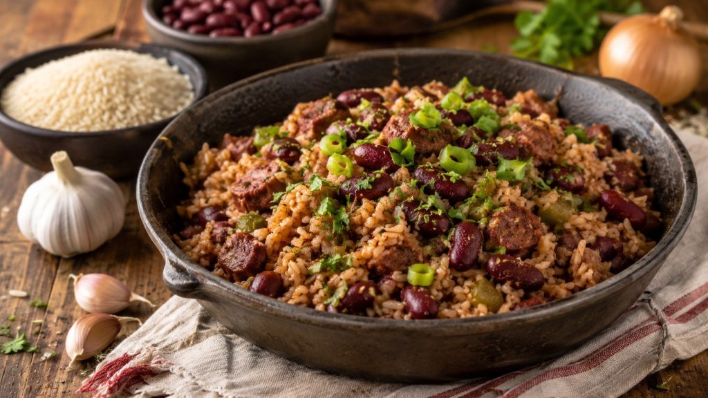 How to make red beans and rice with dried beans, andouille sausage, vegetables, and fluffy rice. Follow a creamy New Orleans-style recipe with cooking times and safety tips.