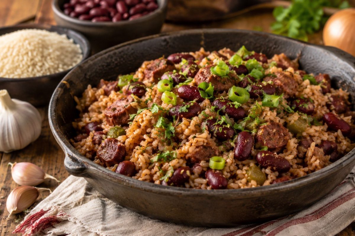 How to make red beans and rice with dried beans, andouille sausage, vegetables, and fluffy rice. Follow a creamy New Orleans-style recipe with cooking times and safety tips.