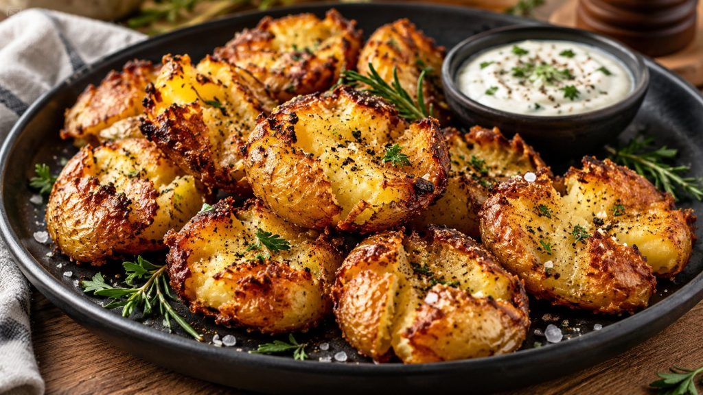Air Fryer Smashed Potatoes with crispy golden edges and creamy centers: learn the best potatoes, 400°F cooking time, seasoning ideas, and tricks that prevent sogginess.