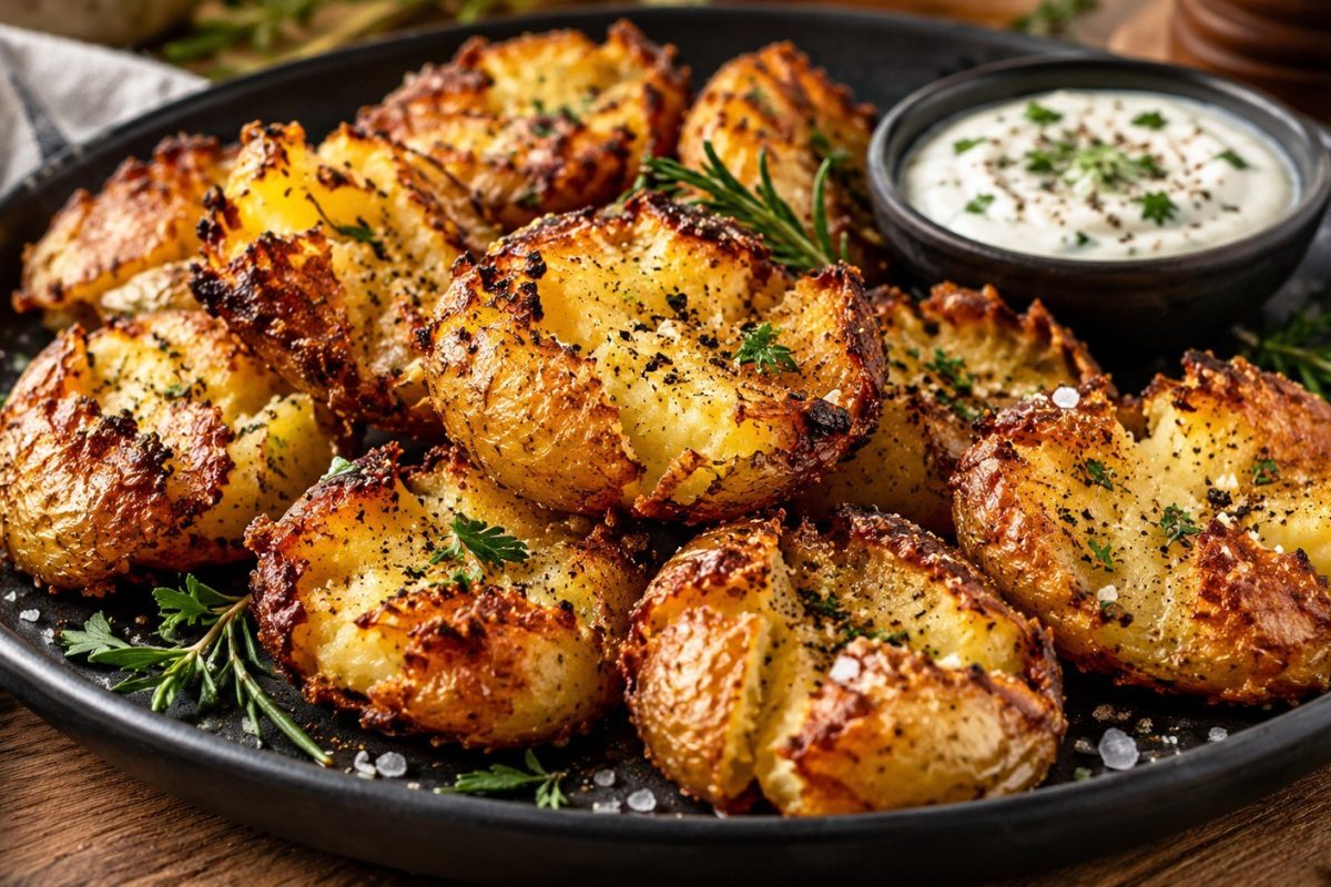Air Fryer Smashed Potatoes with crispy golden edges and creamy centers: learn the best potatoes, 400°F cooking time, seasoning ideas, and tricks that prevent sogginess.