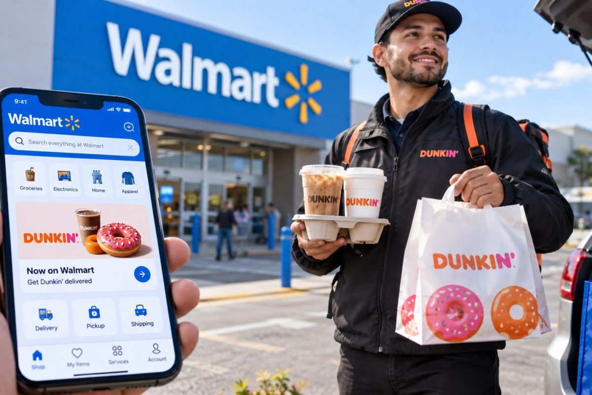 Walmart Dunkin’ delivery is coming to the Walmart app, starting at 150 locations before expanding to most standalone Dunkin’ restaurants nationwide.
