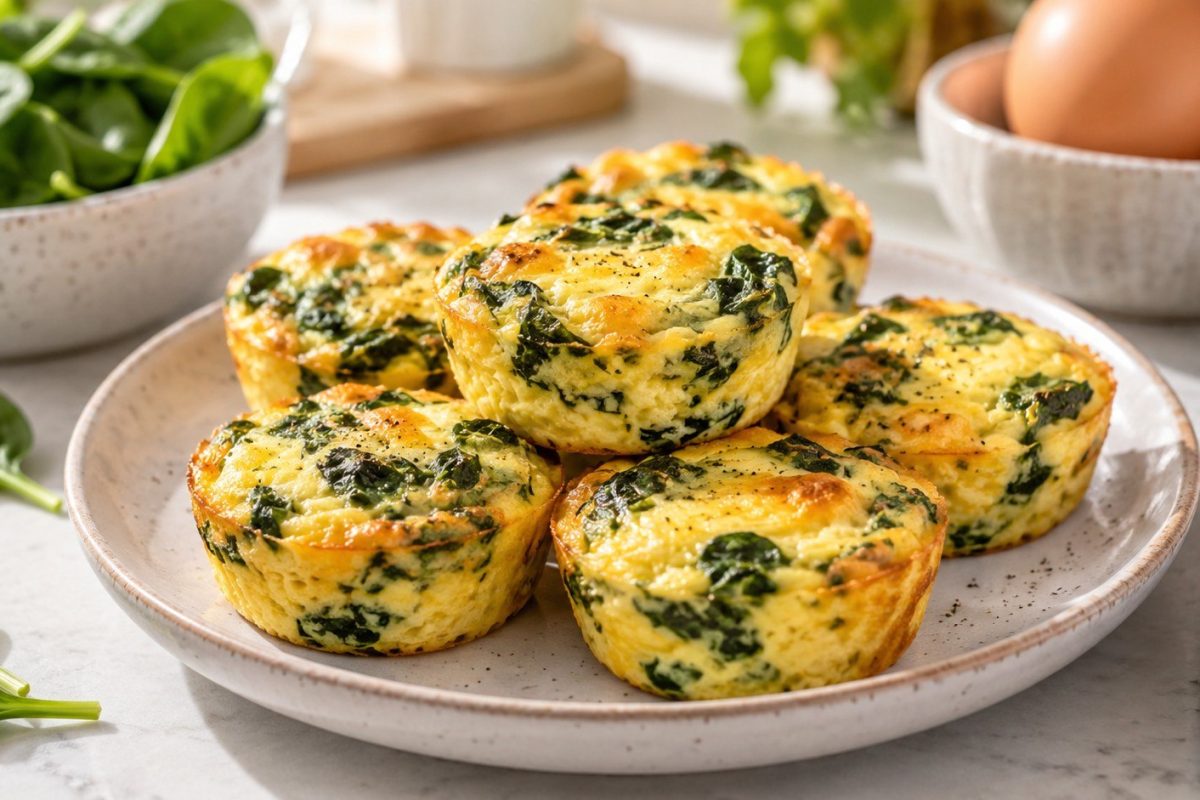 Spinach egg bites are an easy make-ahead breakfast with eggs, spinach, cottage cheese, and cheese. Learn the baking time, storage rules, variations, and reheating tips.