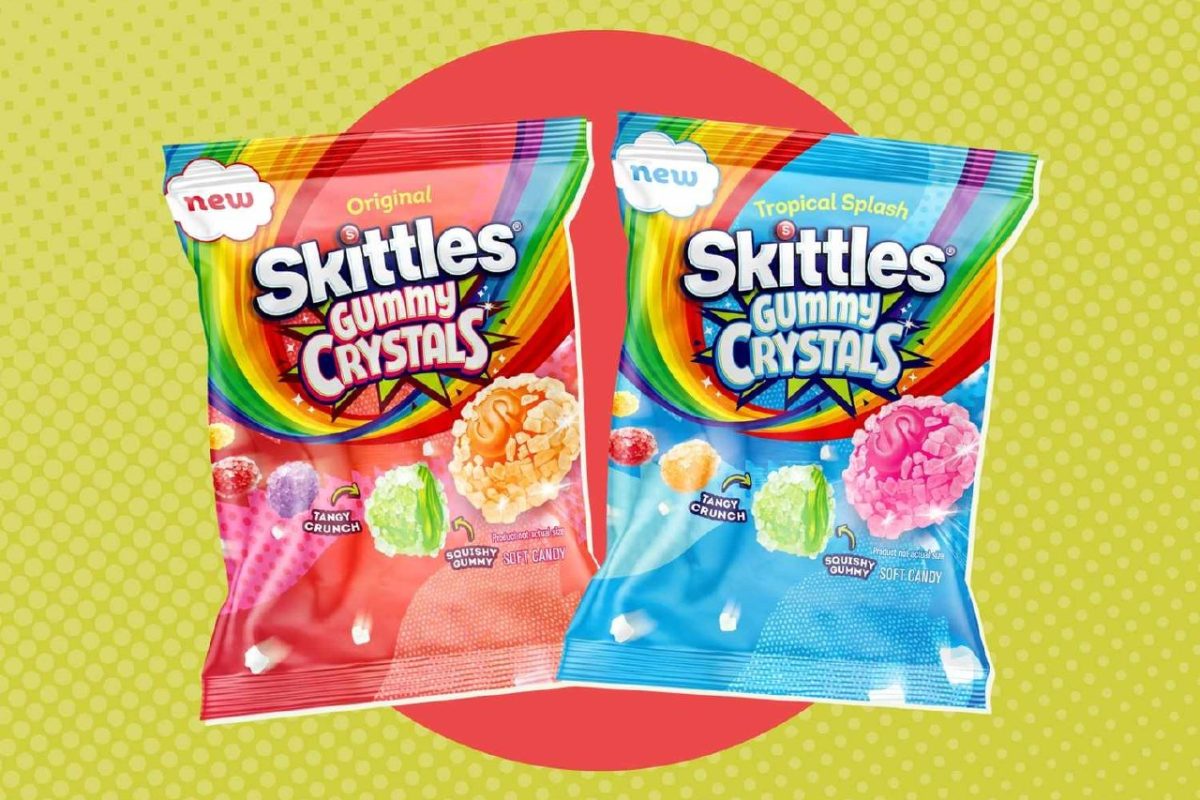 Skittles Gummy Crystals launch November 2 with Original and Tropical Splash flavors before reaching selected stores and expanding nationwide in 2027.