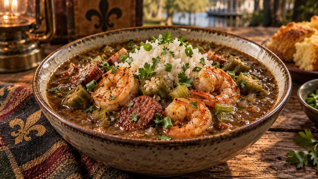 How to make gumbo with dark roux, chicken, sausage, okra and Louisiana seasoning. Learn cooking times, ingredients, storage rules and common mistakes.
