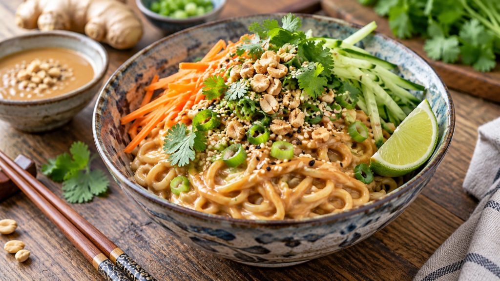 Cold Peanut Ginger Noodles are creamy chilled noodles with peanut sauce, fresh ginger, crisp vegetables, and an easy 30-minute method for lunch or meal prep.