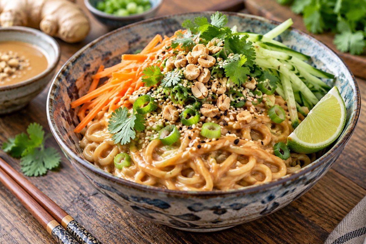 Cold Peanut Ginger Noodles are creamy chilled noodles with peanut sauce, fresh ginger, crisp vegetables, and an easy 30-minute method for lunch or meal prep.