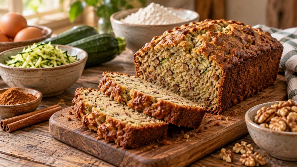 Zucchini bread recipe with exact ingredients, baking time, zucchini moisture tips, common mistakes, variations, storage advice, and a simple 350°F method.
