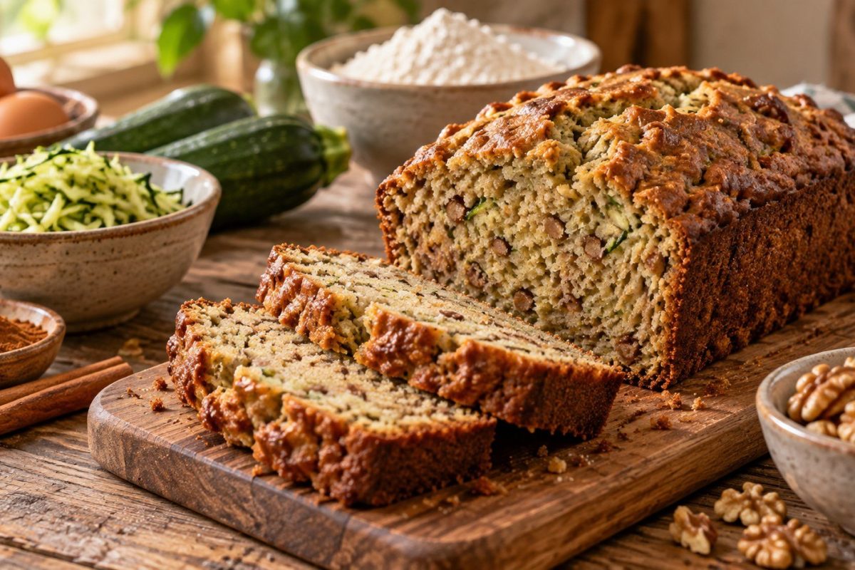 Zucchini bread recipe with exact ingredients, baking time, zucchini moisture tips, common mistakes, variations, storage advice, and a simple 350°F method.