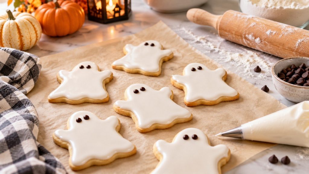 Ghost Cookies recipe with exact ingredients, oven temperature, piping steps, storage advice, troubleshooting, and tips for crisp Halloween meringue ghosts.